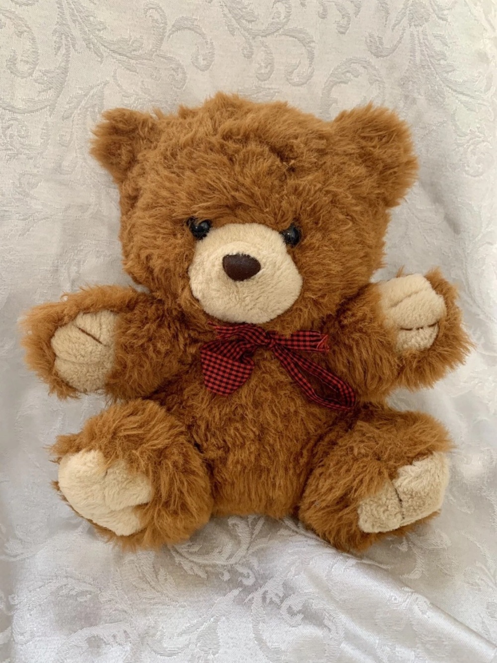 Vtg A & B Novelty Co Teddy Bear Plush 80s Brooklyn Doll Co Stuffed Animal 12”